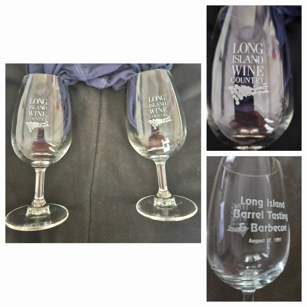 VTG 1991 Long Island Barrel Tasting & BBQ Wine Glasses x 2
